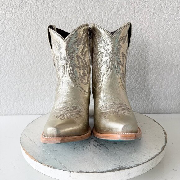 Lane SMOKESHOW Cowboy Bootie Womens 9 Gold Western Cowgirl Short Ankle Boots - Picture 5 of 11